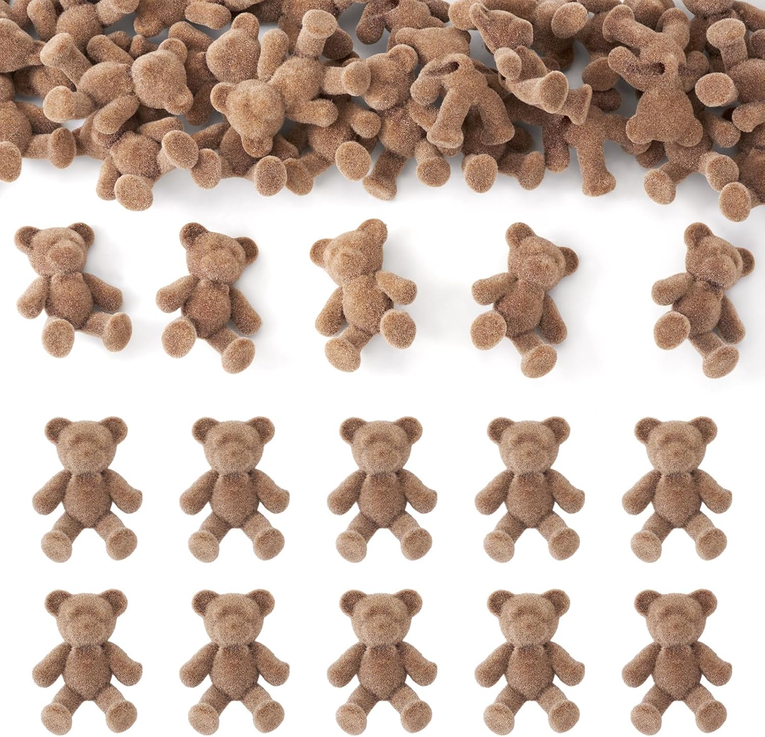 Craftdady 50pcs Flocky Acrylic Bear Buttons with Shank Cute 3D Teddy Bear Shank Sewing Craft Buttons 38-39x29.5mm for DIY Crafts Clothing Scrapbooking
