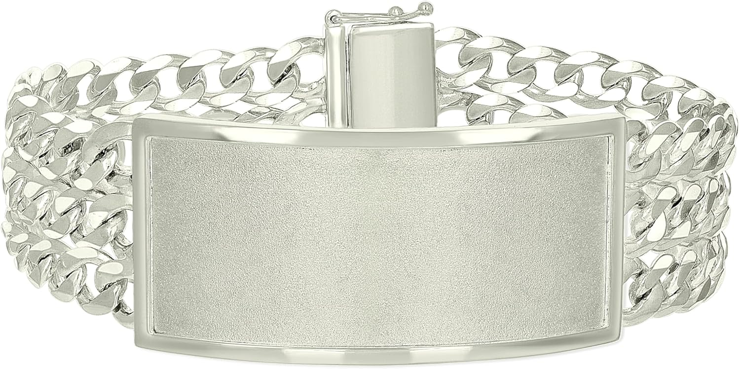 Jewels By Lux Sterling Silver Mens Cuban Link ID Bracelet Size 8 In
