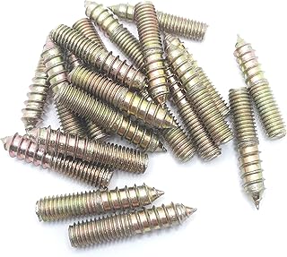 Haozheng Hanger Bolt M8x40 Double Headed Bolt Self-Tapping Screw for Furniture 20Pcs Bronze