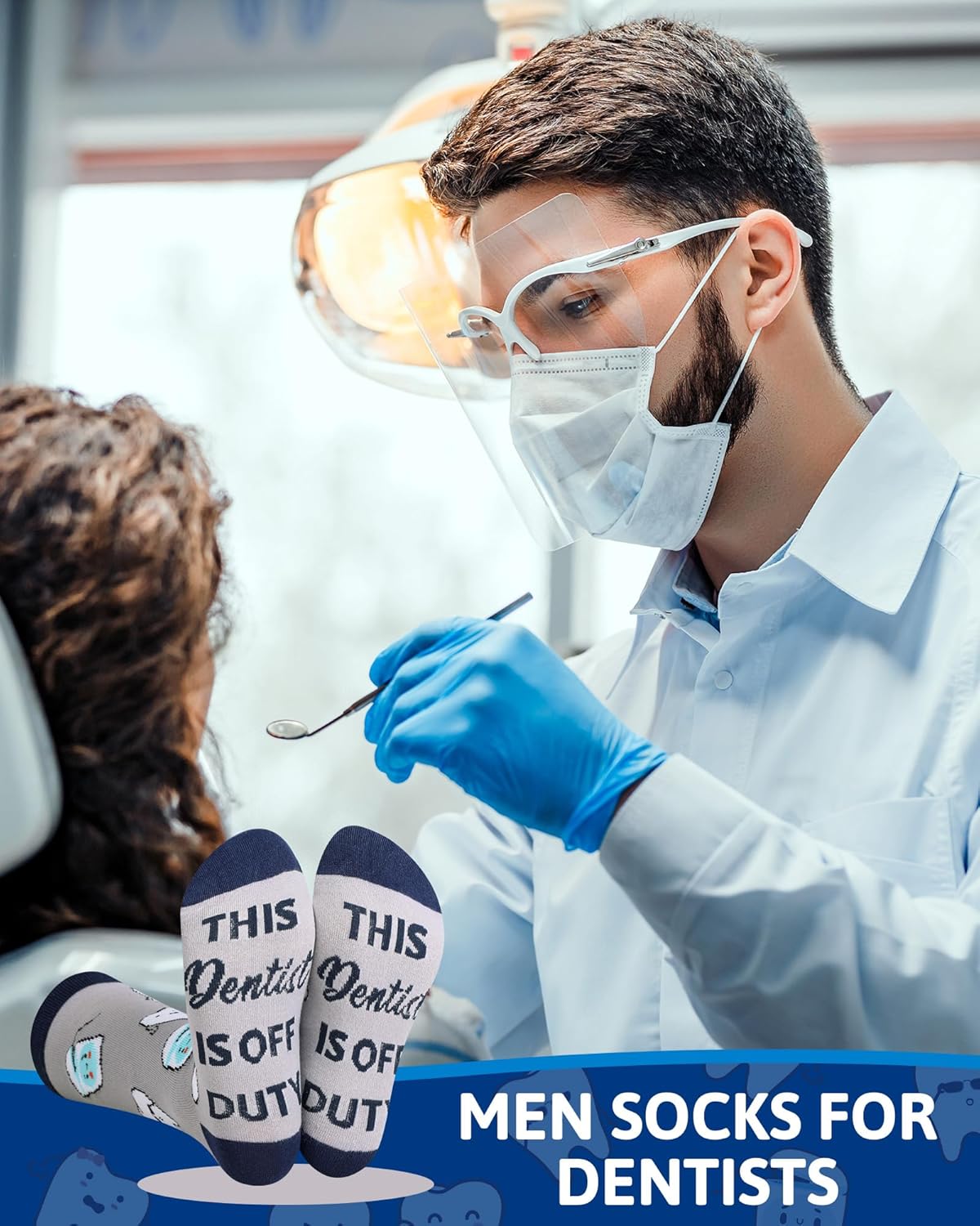 Hercicy 6 Pairs Men's Funny Dental Socks Male Novelty Teeth Dentist Socks Medical Assistant Oral Surgeon Gifts for National Dentist's Day Tooth Fairy Day Graduation Party - Image 2