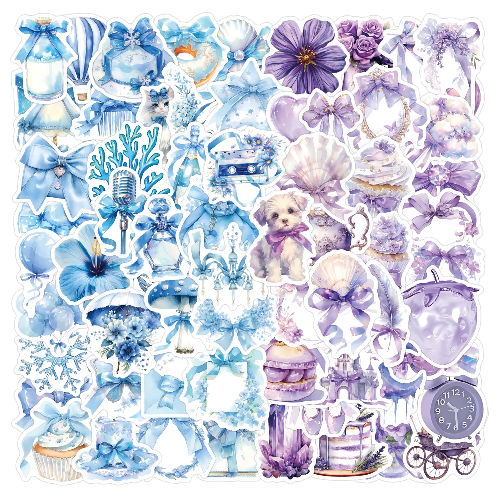 Photo 1 of 120 Pcs Blue & Purple Coquette Stickers