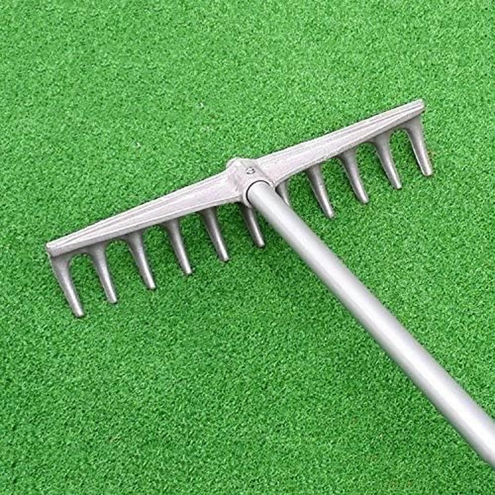 Grabie do piasku golfowego, całkowicie aluminiowe narzędzie do grabi golfowych do pułapek piaskowych plażowych, lekkie i trwałe, skok wzwyż 2 w 1 i płaska konstrukcja