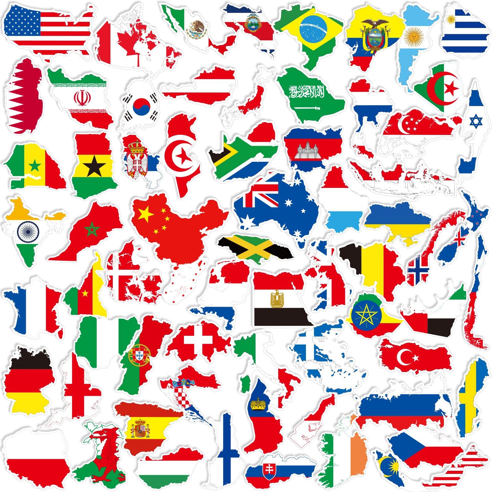 World Map Stickers - Premium Country Flag Stickers Set - Durable World Flags and Country Sticker Waterproof Decals for Car Bumper/Truck/Motorcycle/Helmet/Laptop/Window/Box