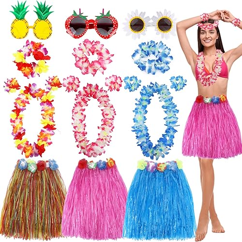 Falda hawaiana de hierba Leis para fiesta Luau, faldas hawaianas de Luau Hula para decoraciones de fiesta, suministros de recuerdos