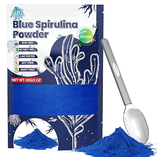Polvo de espirulina azul  3.00 oz de colorante azul natural para alimentos, sin olor a pescado, tinte alimenticio de algas espirulina, polvo de
