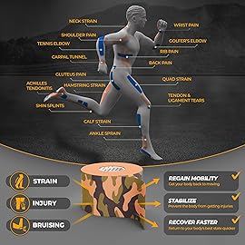 Kinesiology Tape-Incredible Support for Athletic Sports and Recovery + Free Taping Guide-Uncut 2 inch 32 feet Roll (Forest Camo + Free Taping Guide, Pack of 1)