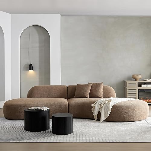 Sofá modular curvado de 135.4 pulgadas, moderno y cómodo sofá de gran tamaño tapizado con asiento profundo de espuma viscoelástica modulares para