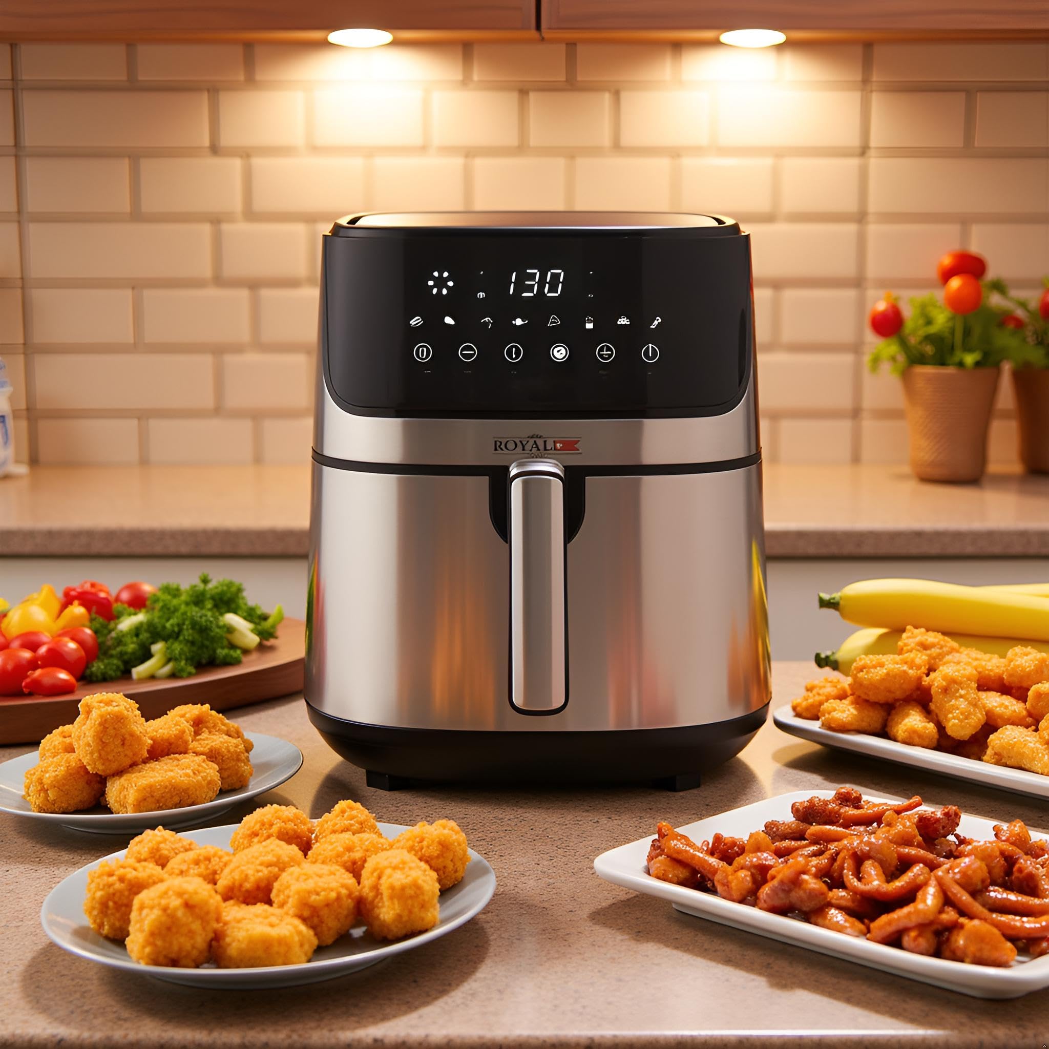 Friggitrice ad Aria Rotante 12L Touch Screen Smart Tuya 1700W, Programmi Automatici, Timer, Senza Olio, Silenziosa, Nera e Grigia – Perfetta per Famiglie e Feste