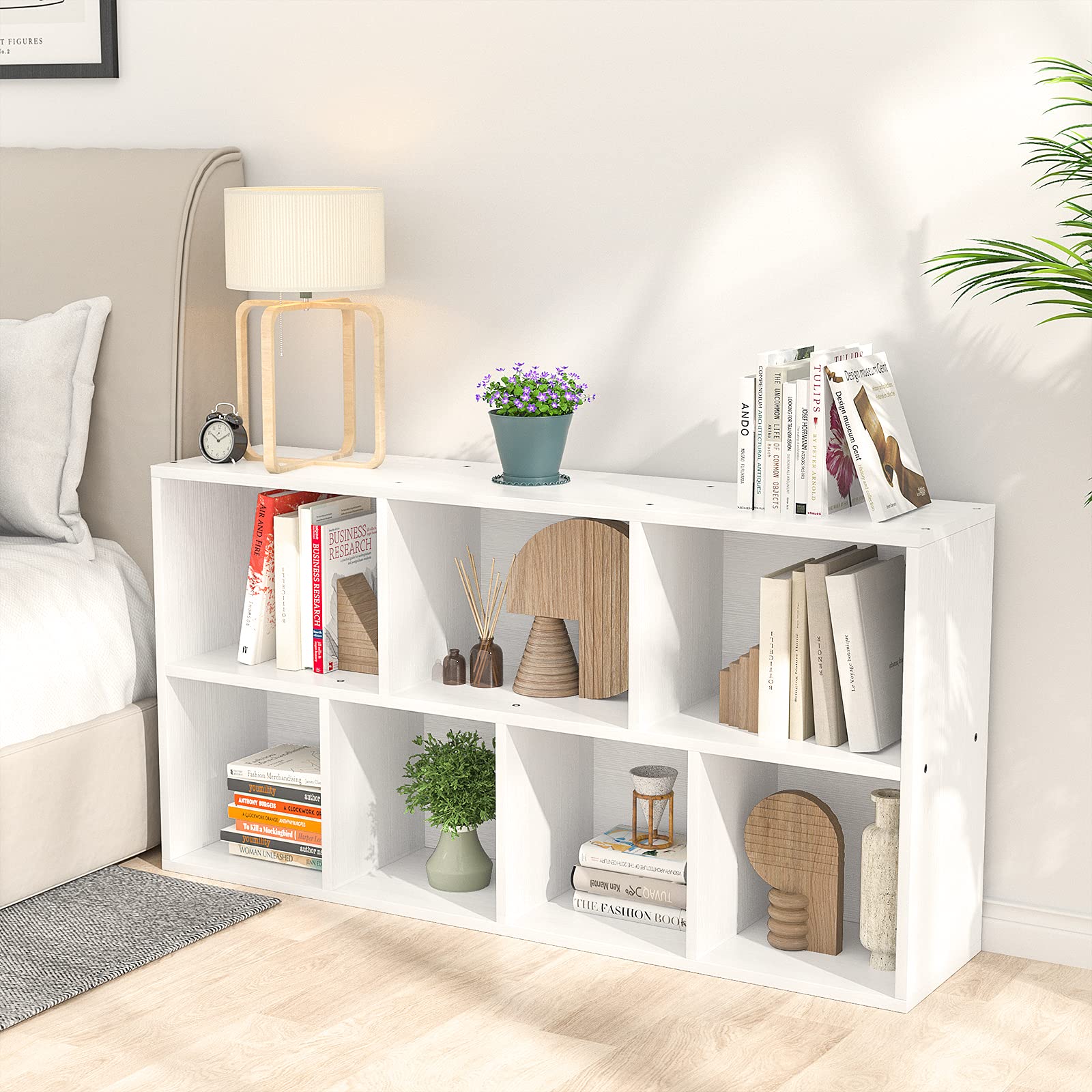 Aheaplus Bookcase Storage Shelves 7Cube Organizer Bookshelf Display