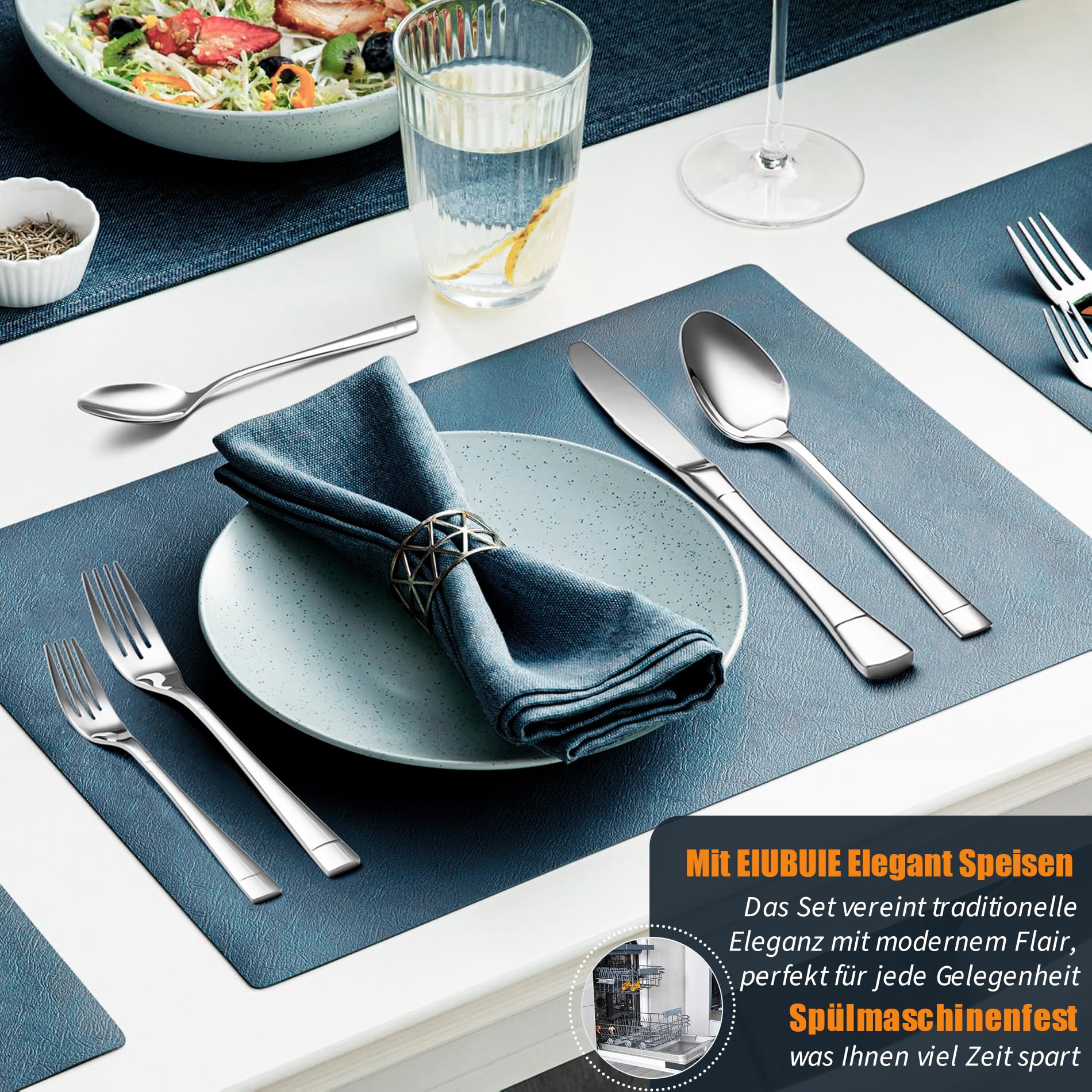 30-teiliges 18/10 Edelstahl Besteck, EIUBUIE Premium Besteck Set 6 Personen
