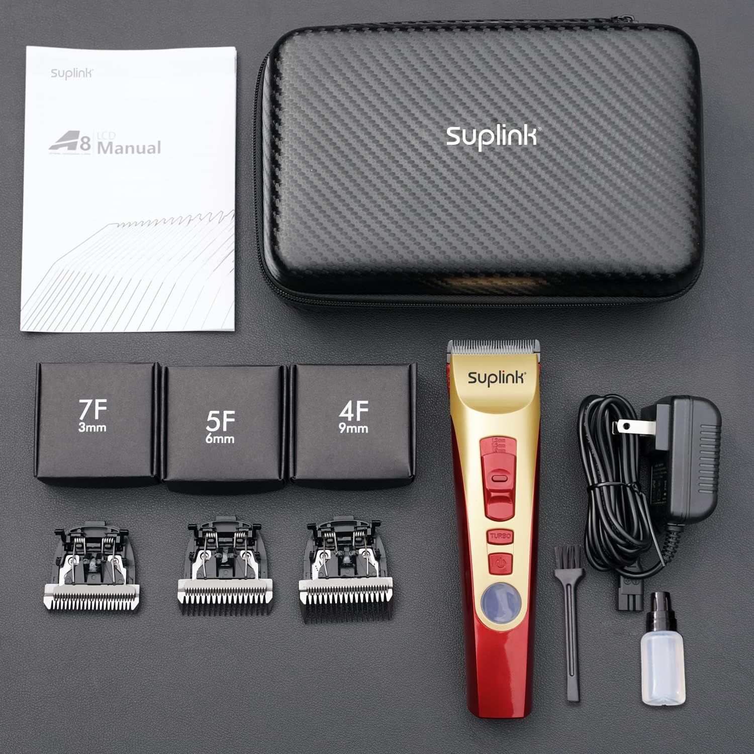 suplink Tondeuse pour chien pour toilettage pour manteaux épais et lourds, rasoir sans fil rechargeable à 2 vitesses, faible bruit, avec 4 lames en acier inoxydable pour chiens, animaux domestiques et