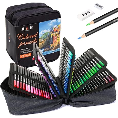 180 Colored Pencils Drawing and Coloring for Adults and Kids