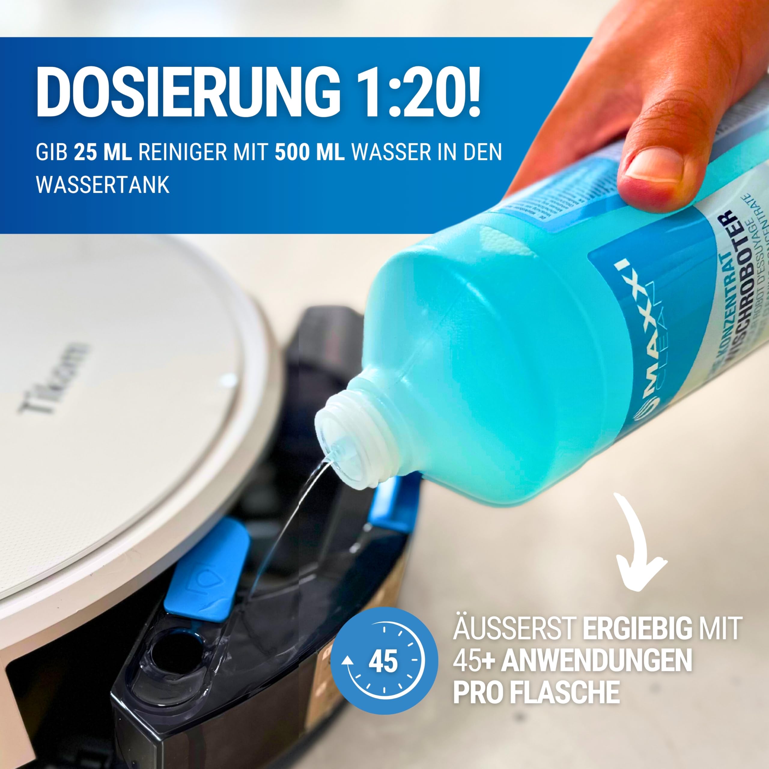 Maxxi Clean | 12x 750 ml Bodenreiniger mit Frische-Duft | geeignet für alle Wischroboter | Universal Reiniger Konzentrat | Wischflüssigkeit für Boden, Parkett, Fliesen | Saugwischer-Reinigungsmittel