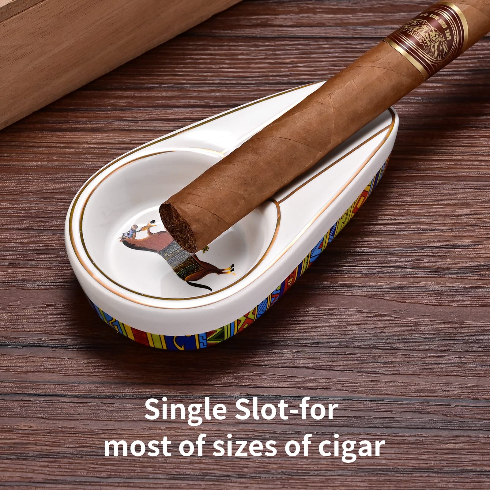CLZOONG Kit Cadeau Pour Cigares - Cendrier Portable Céramique + Coupe Plate/V + Poinçon (Boîte Cadeau Incluse)