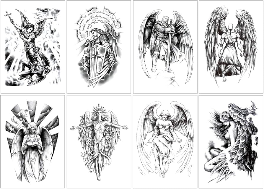 Amazon.co.jp: CARGEN タトゥーシール 刺青シール 大判8枚入 天使