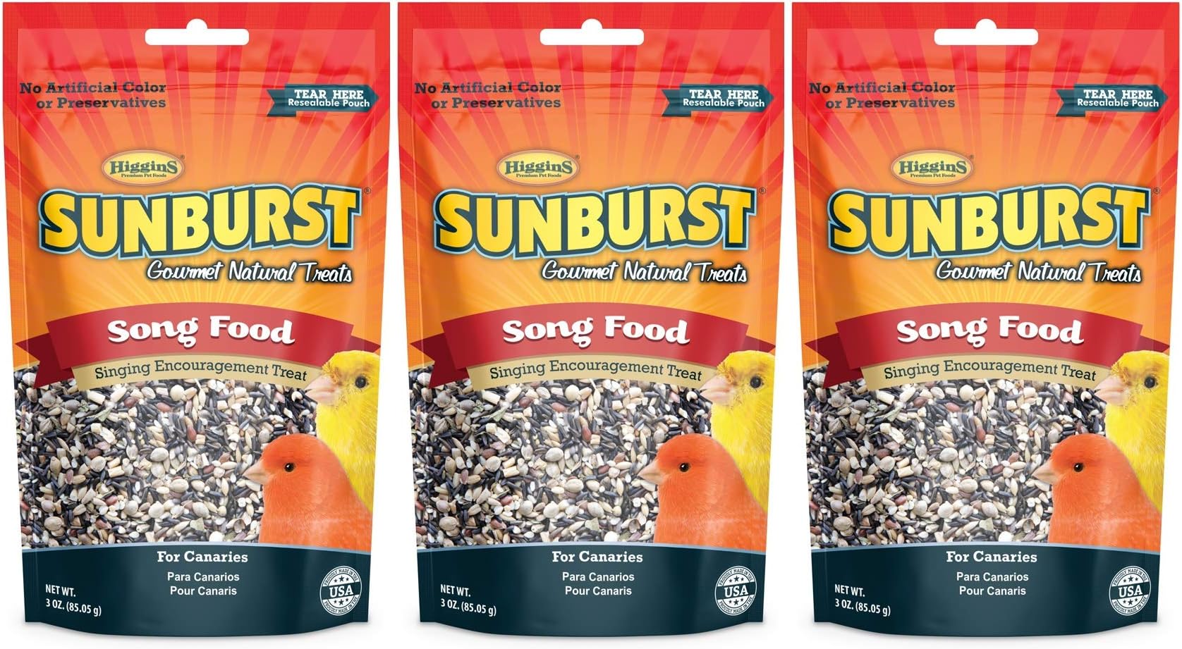 3 Pack of Sunburst Song Food Singing Encouragement Treats for Canaries, 3 Ounces Each