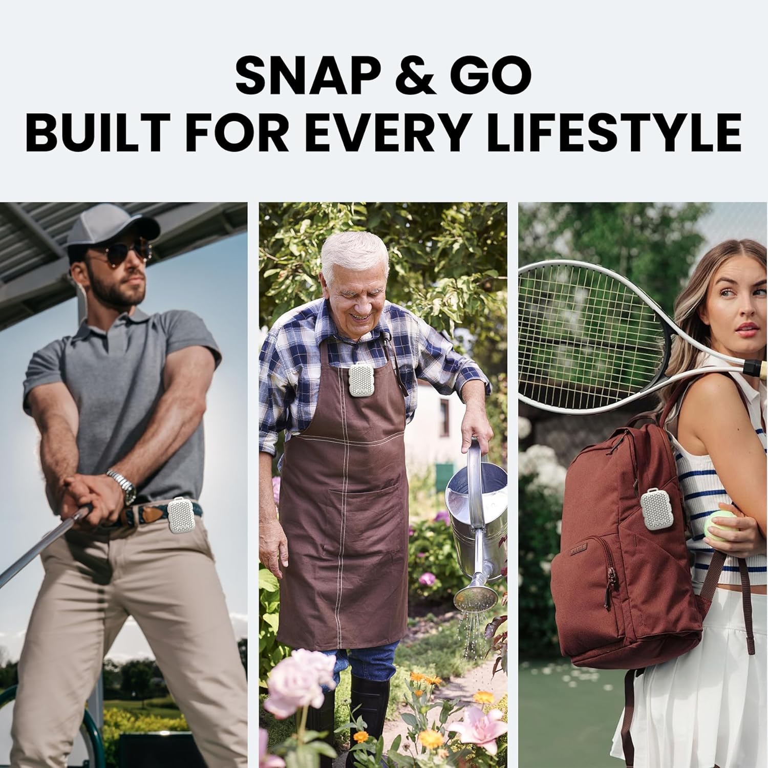 Person with INSMY Clip-S speaker clipped to their shirt collar