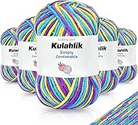 Vista 98 de 250g (5x50g) de hilo acrílico para crochet/tejido, hilo de gradiente de colores, 5 rollos de madejas, perfecto para cualquier proyecto de mini