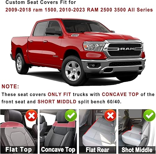 Miniatura 6 de Fundas de asiento de automóvil para Dodge Ram, juego completo delantero y trasero, impermeable, protector de asiento para camioneta Ram 1500