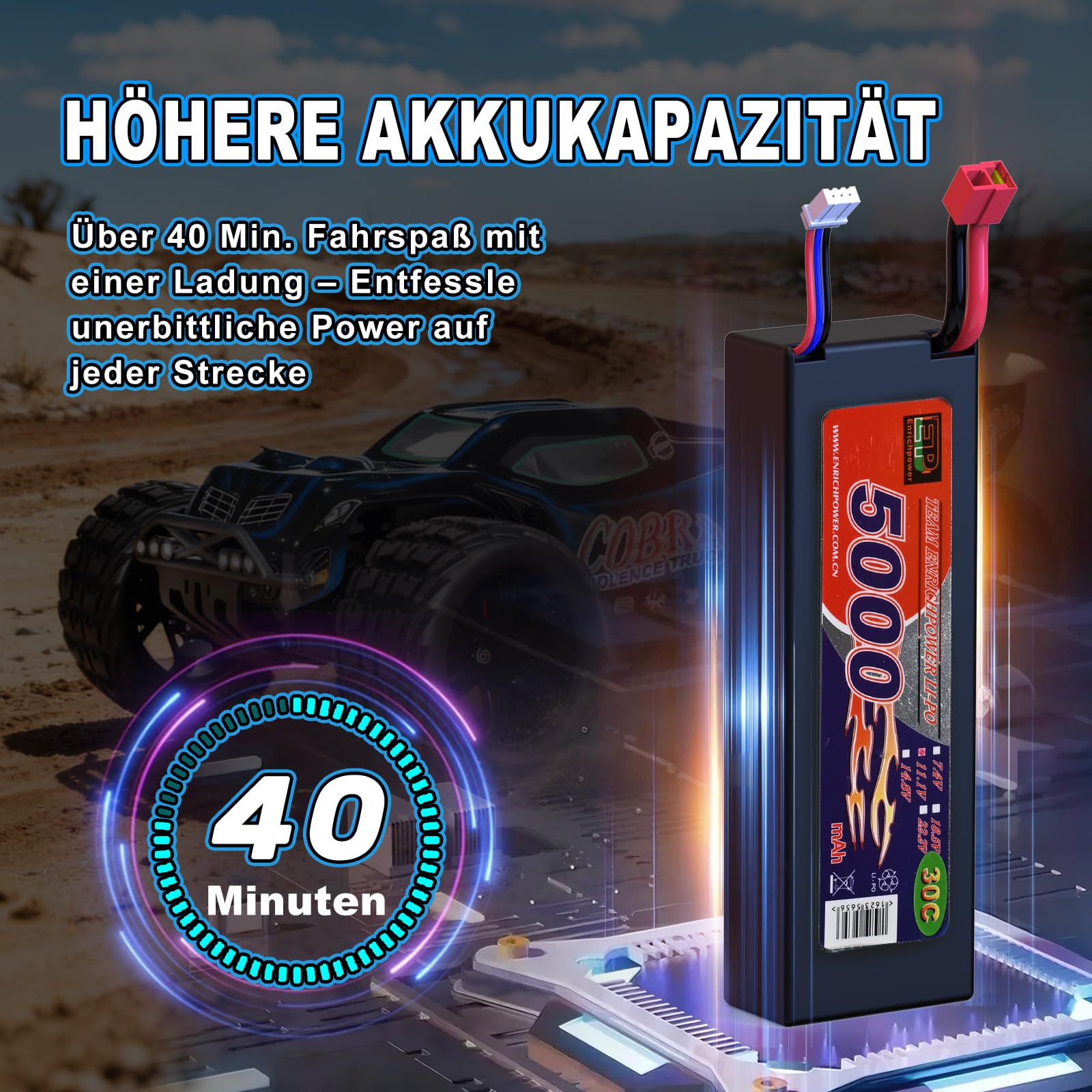 Mini voitures RC haute vitesse 1/8 pour adultes, Truggy électrique tout-terrain 4WD avec batterie LiPo 3S 5000 mAh et moteur sans balais 3660, camion RTR RC avec lumières LED pour tout