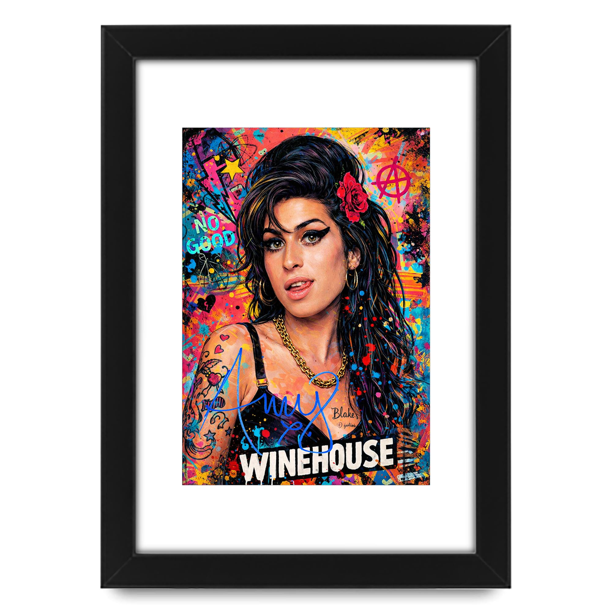 Poster con stampa autografata di Amy Winehouse, edizione limitata, idea regalo per i fan, memorabilia da collezione, merchandising artistico da parete, leggenda Jazz Soul Back to Black, formato A3 con