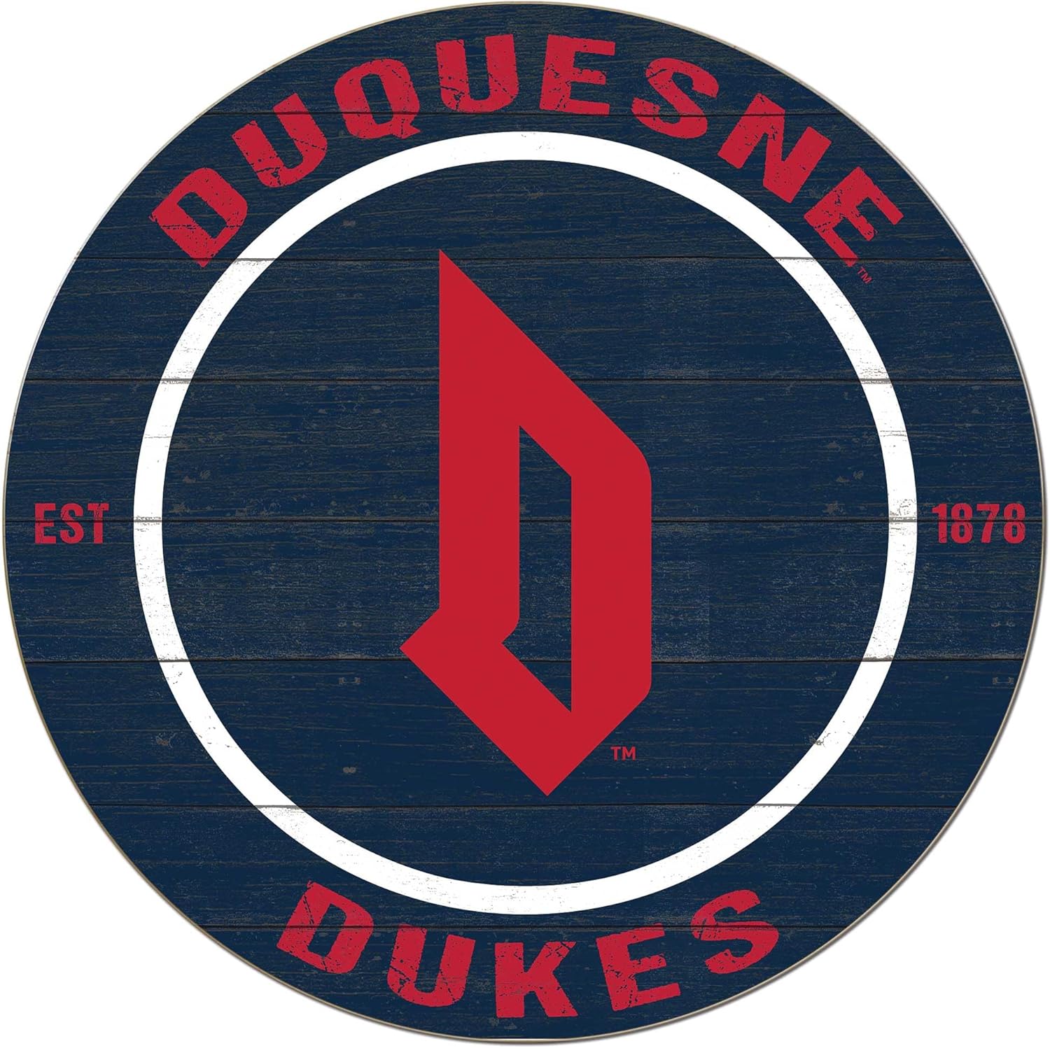 KH Sports Fan Duquesne Dukes Colored Circle Sign, 20x20 Inches, Dukes Decor for Dorm, Bedroom, Fan Cave, Living Room; Display Your Team Spirit with This Unique Duquesne Dukes Wall Art