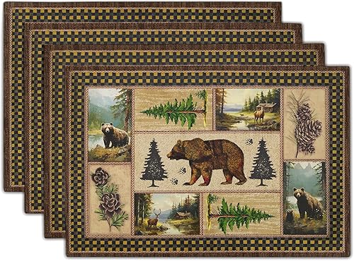 Miniatura 28 de Juego de 4 manteles individuales de primavera, diseño de pájaros azules, flores, flores, estación, primavera, floral, lavable, rústico, decoración