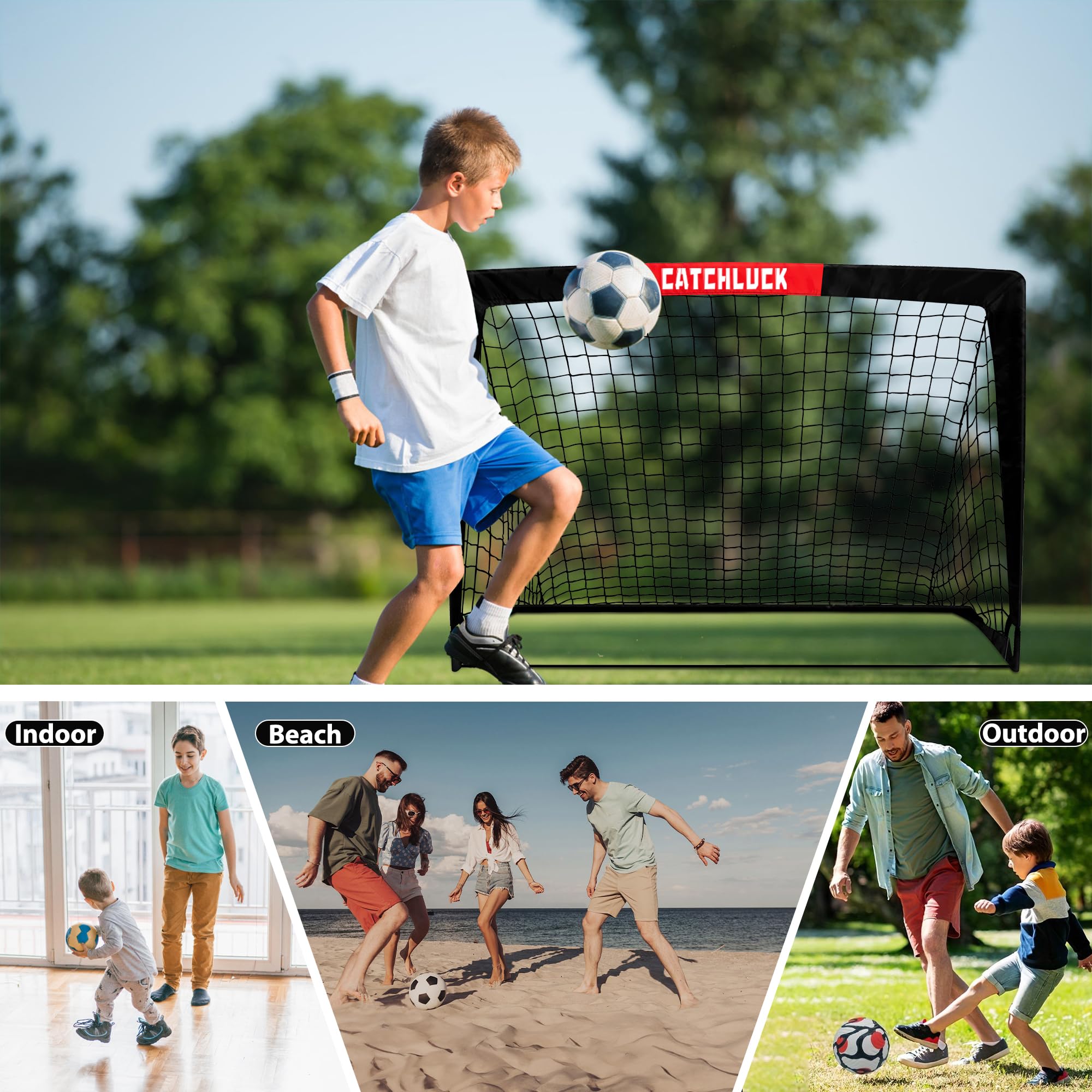 Porte da calcio per bambini, reti da calcio per il giardino, set di porte pop-up per esterni, con borsa per il trasporto