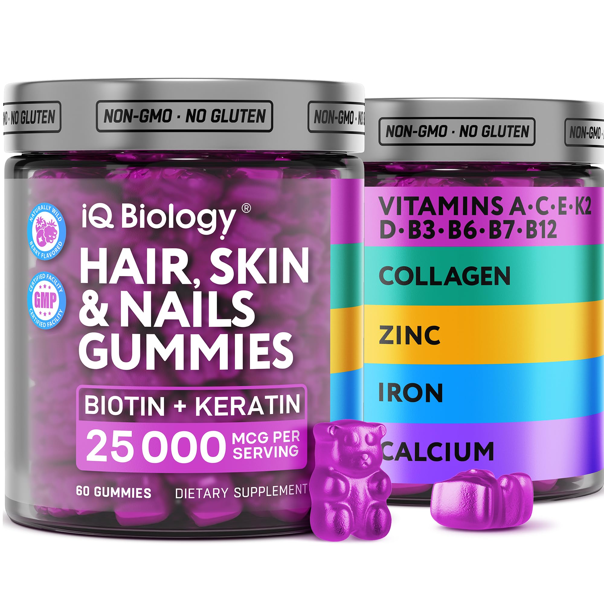 - Biotin Gummies for Hair, Skin and Nails - Hair Growth Vitamins for Women & Men - Hair Loss Gummy Supplement with Extra Strength Biotin (Vitamin B7), Collagen, Keratin & DHT Blocker - 60 Chewable Bears