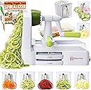 Brieftons 7-Blade Vegetable Spiralizer: Zucchini Spiral Slicer & Veggie Noodle Maker, Japanese Steel Blades, Catch Container, Strong Suction Cup, Blade Caddy, 4 eBooks | Low Carb, Vegan, Gluten-Free
