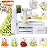 Brieftons 7-Blade Vegetable Spiralizer: Strongest-Heaviest Spiral Slicer, Best Veggie Pasta Spaghetti Maker for Low Carb/Paleo/Gluten-Free Meals, With Container, Lid, Blade Caddy & 4 Recipe Ebooks
