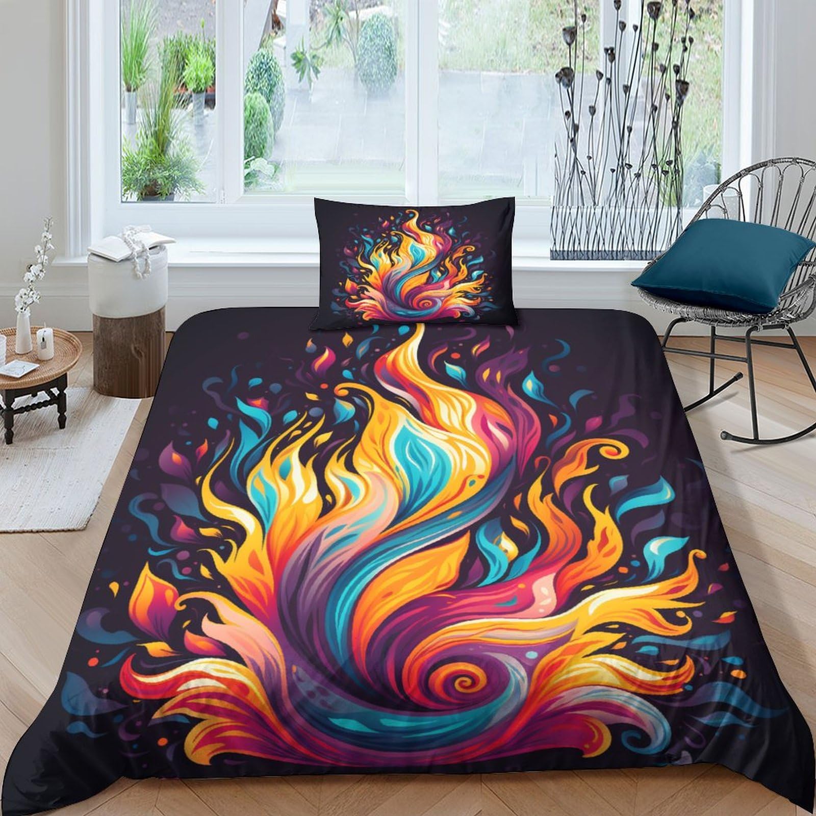 Parure de lit avec housse de couette imprimée 3D style artistique microfibre