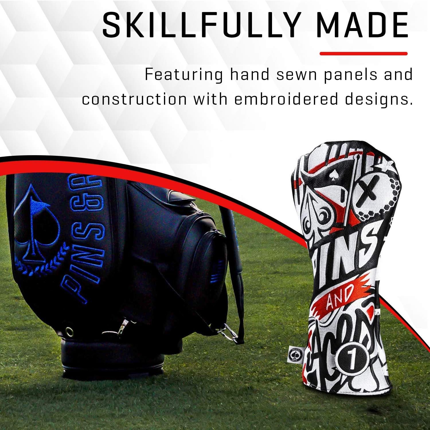 Pins & Aces Golf Co. LE Graffiti Head Cover - Premium, Hand-Made Leather Headcover - Urban Styled, Tour Quality Golf Club Cover - Style and Customize Your Golf Bag