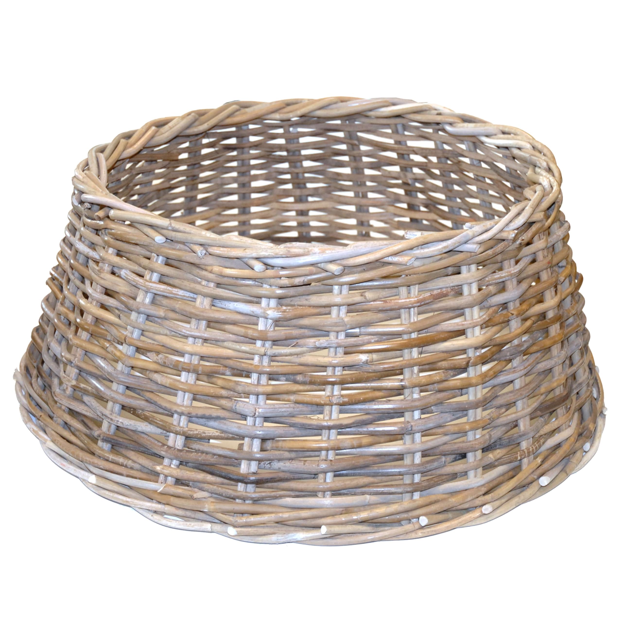 artplants.de Weihnachtsbaumkorb Macario aus Rattan, grau-braun, 26cm, Ø65cm - Weihnachtsbaum Rock