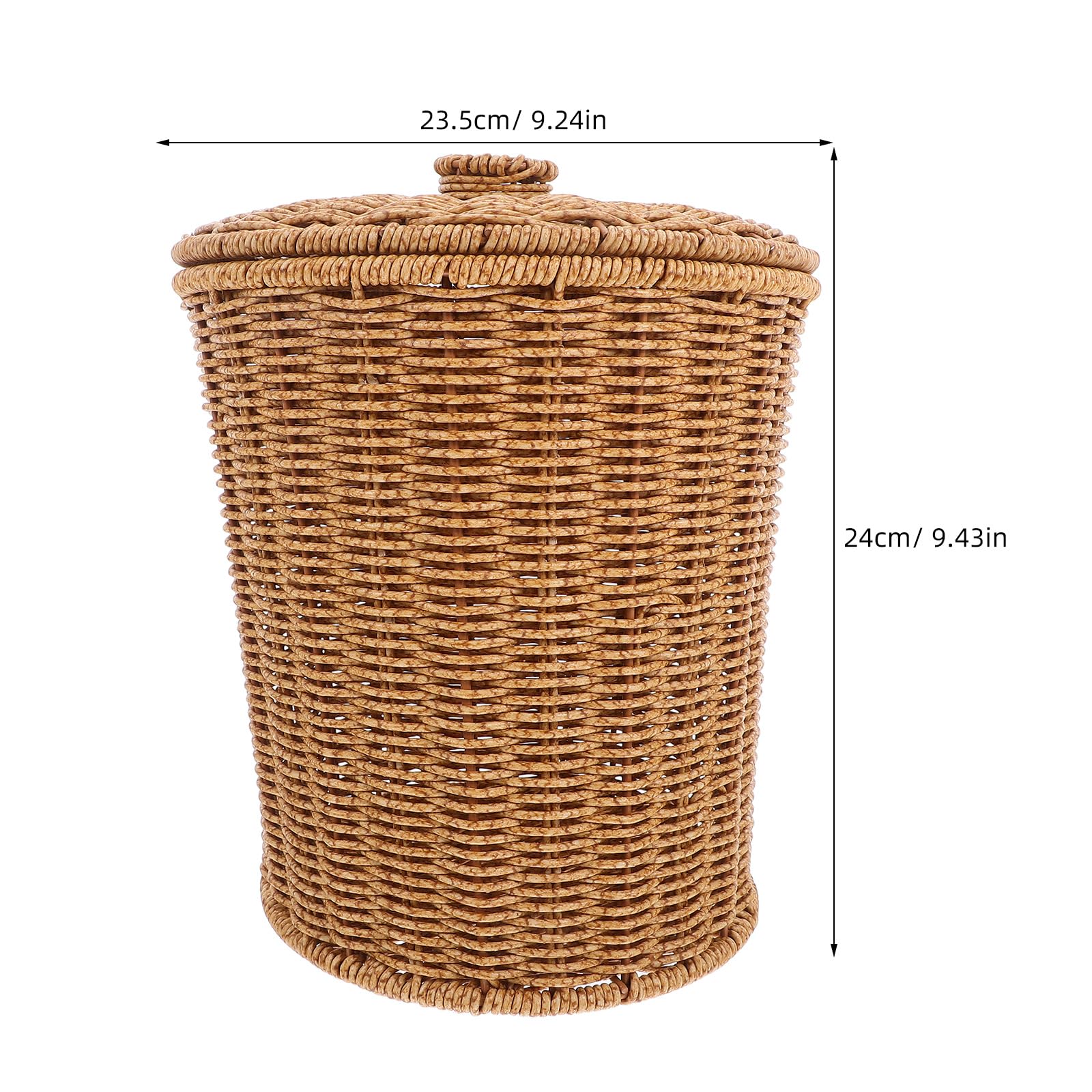 IMIKEYA Panier de Rangement Rond avec Couvercle Rotin Synthétique Tressé Main pour Linge et Jouets