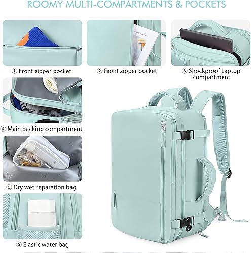 Miniatura 6 de Beraliy Mochila de viaje grande para mujer aprobada por aerolíneas, mochila de mano para laptop de 17 pulgadas, bolsa de artículos personales,