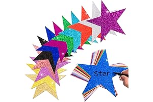 120 Pcs Premium Glitter Star Cutouts - Asymmetrical Cardboard Stars for Crafts, Assorted Colors