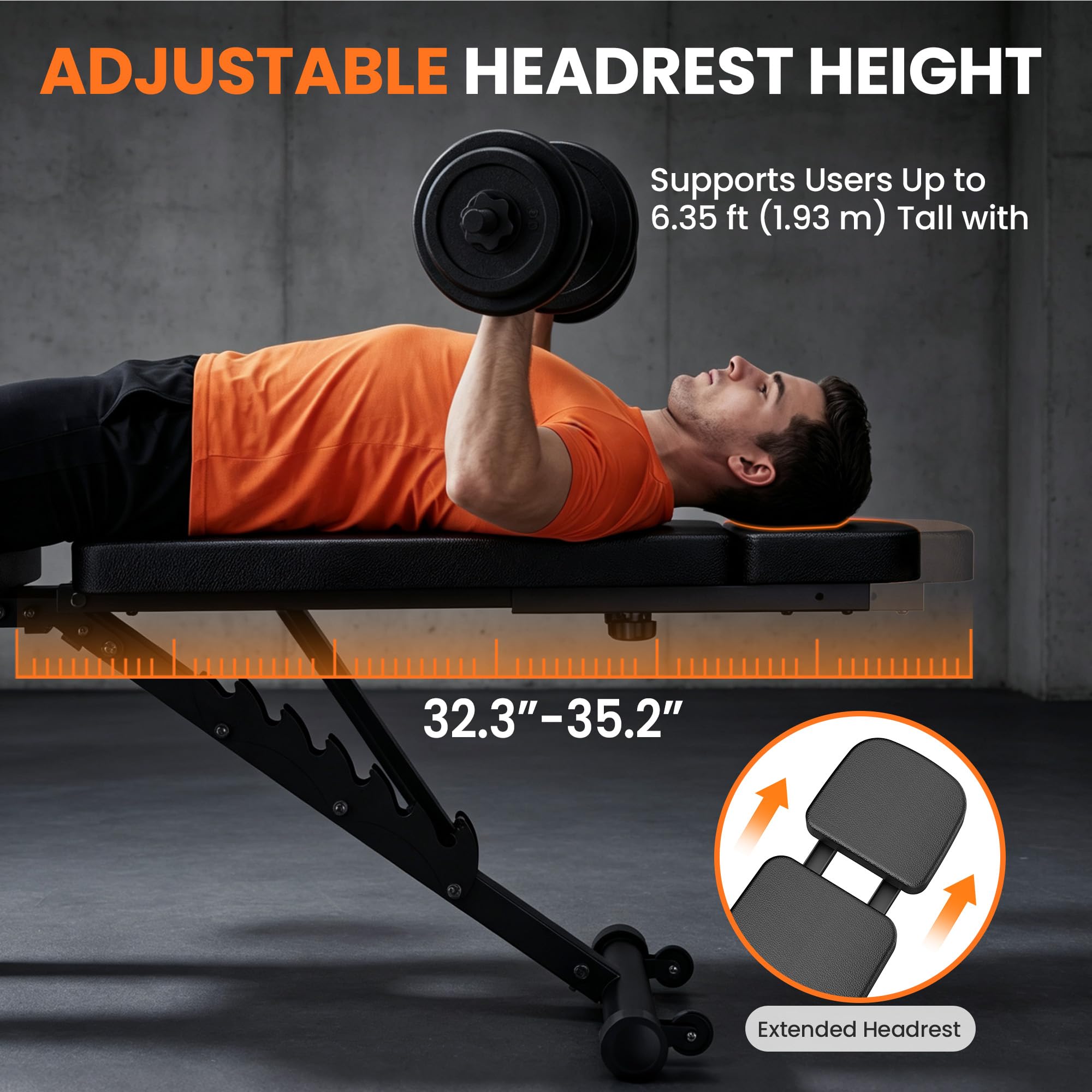 Adjustable Workout Bench, Weight Bench for Home Gym, Preacher Curl Bench with Leg Extension for Full Body Training Fitness, Foldable Incline Flat Decline Sit Up Bench Equipment for Bench Press Dumbbell Exercise with Wheels