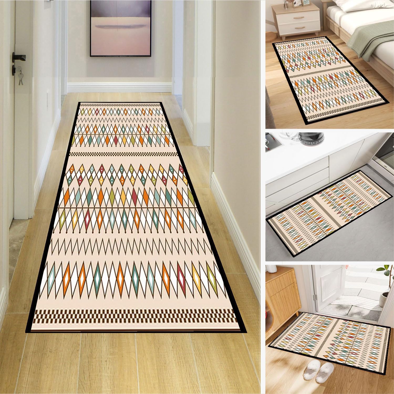 Dmkjdzsw Carpet Runner，Non Slip Backing for Kitchen Floor，Long Hallway Hall Runner Narrow Rugs - Cotton Pile -E-60 * 100cm