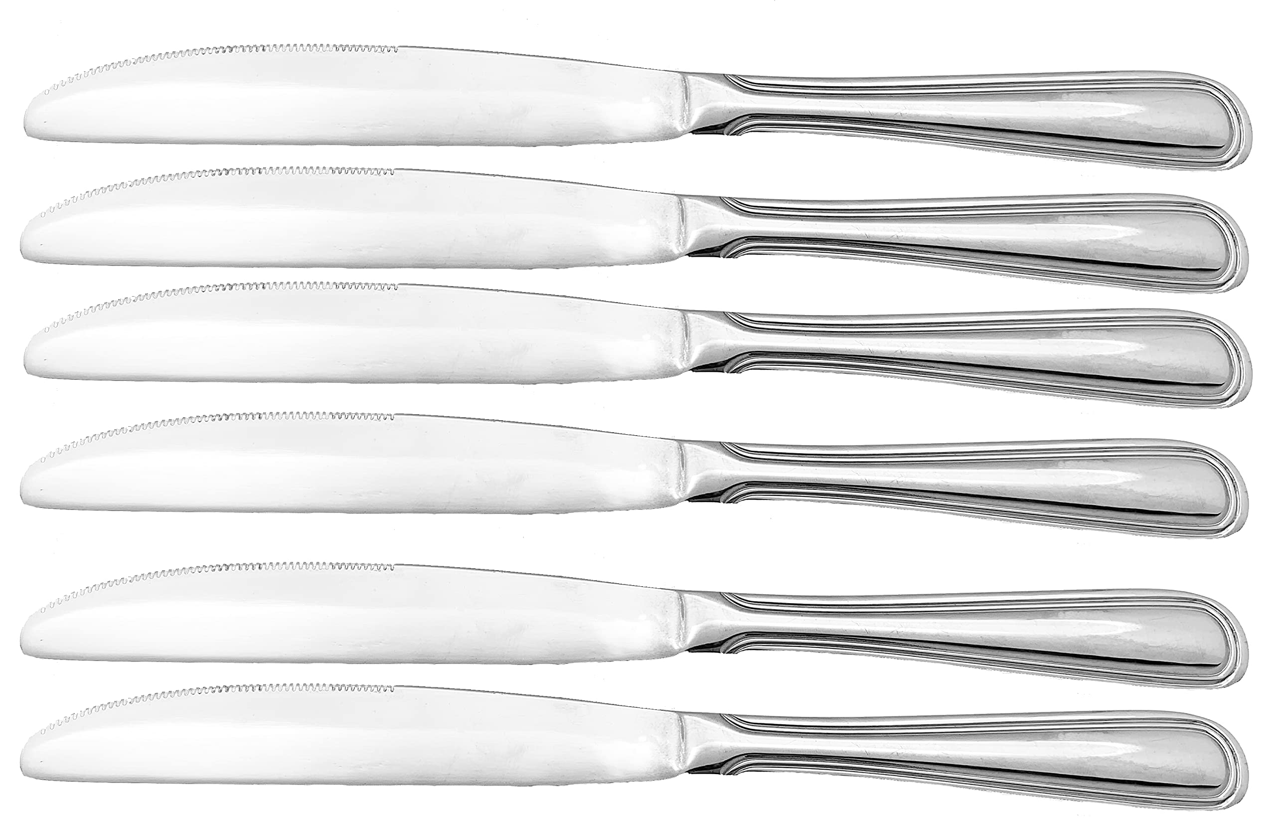 6 piece Super Quality Heavy Duty 4mm Thickness Stainless Steel Dinnerware, High-Polish Finish (6 pc Dinner Knife)
