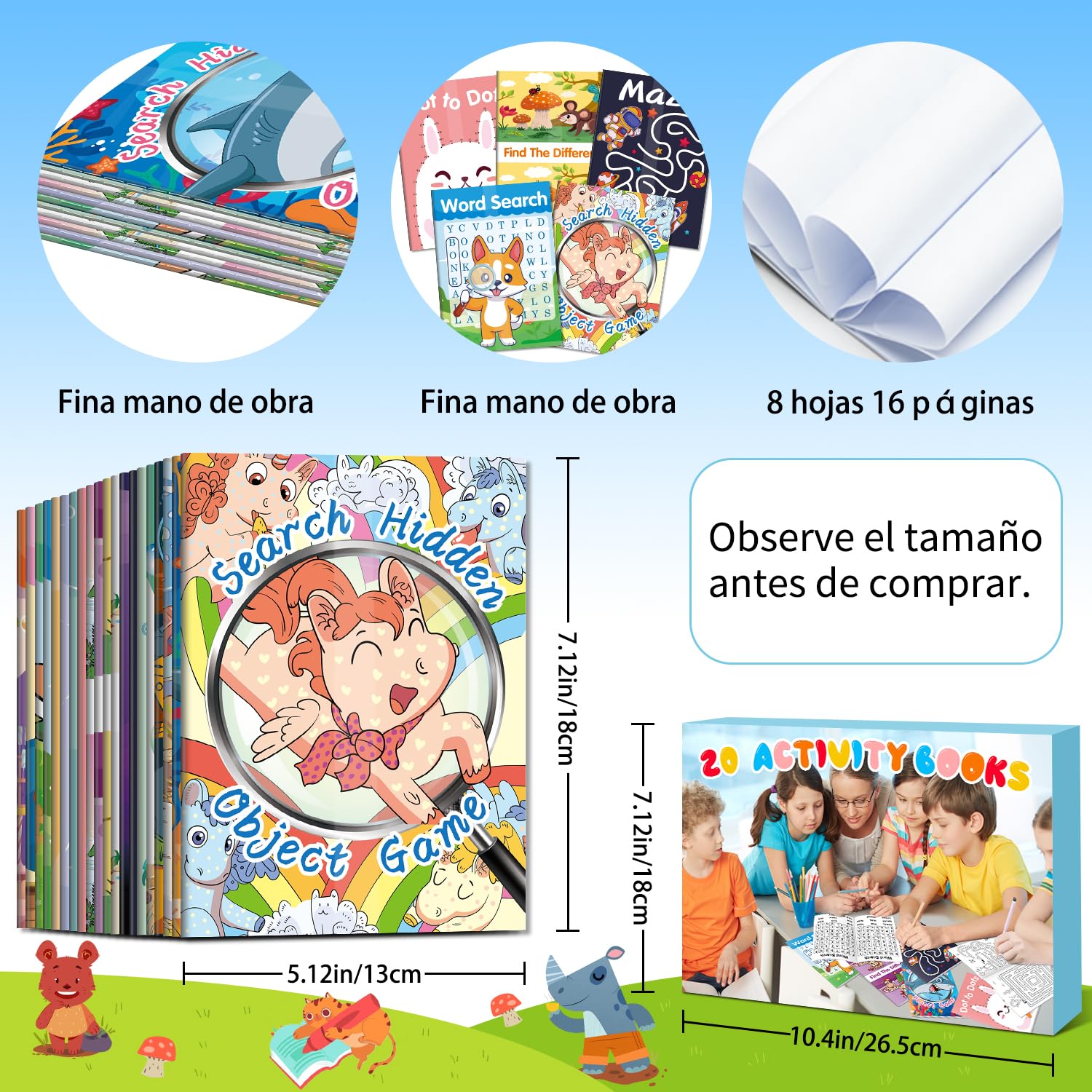 Elfew 20 Juegos Libro de Actividades Infantiles, pequeños Regalos para niños, Incluyendo búsqueda de Palabras, laberintos, Punto a Punto, Fiestas Infantiles, niños de 3 a 6 años