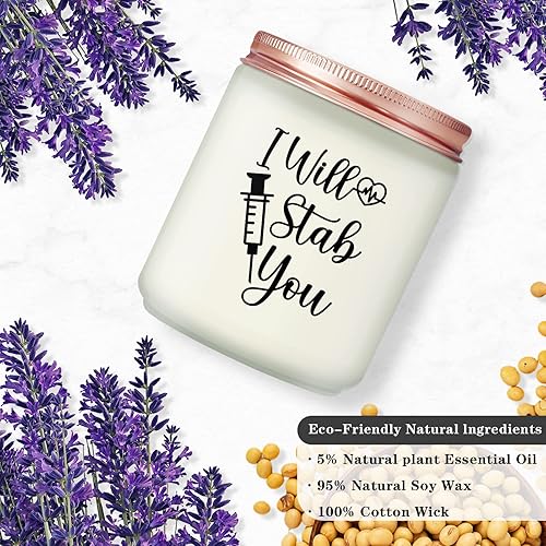 Miniatura 2 de Maybeone Regalos para enfermeras  Te apuñalaré  Regalos de agradecimiento para la semana de la enfermera  Velas perfumadas de lavanda para mujeres