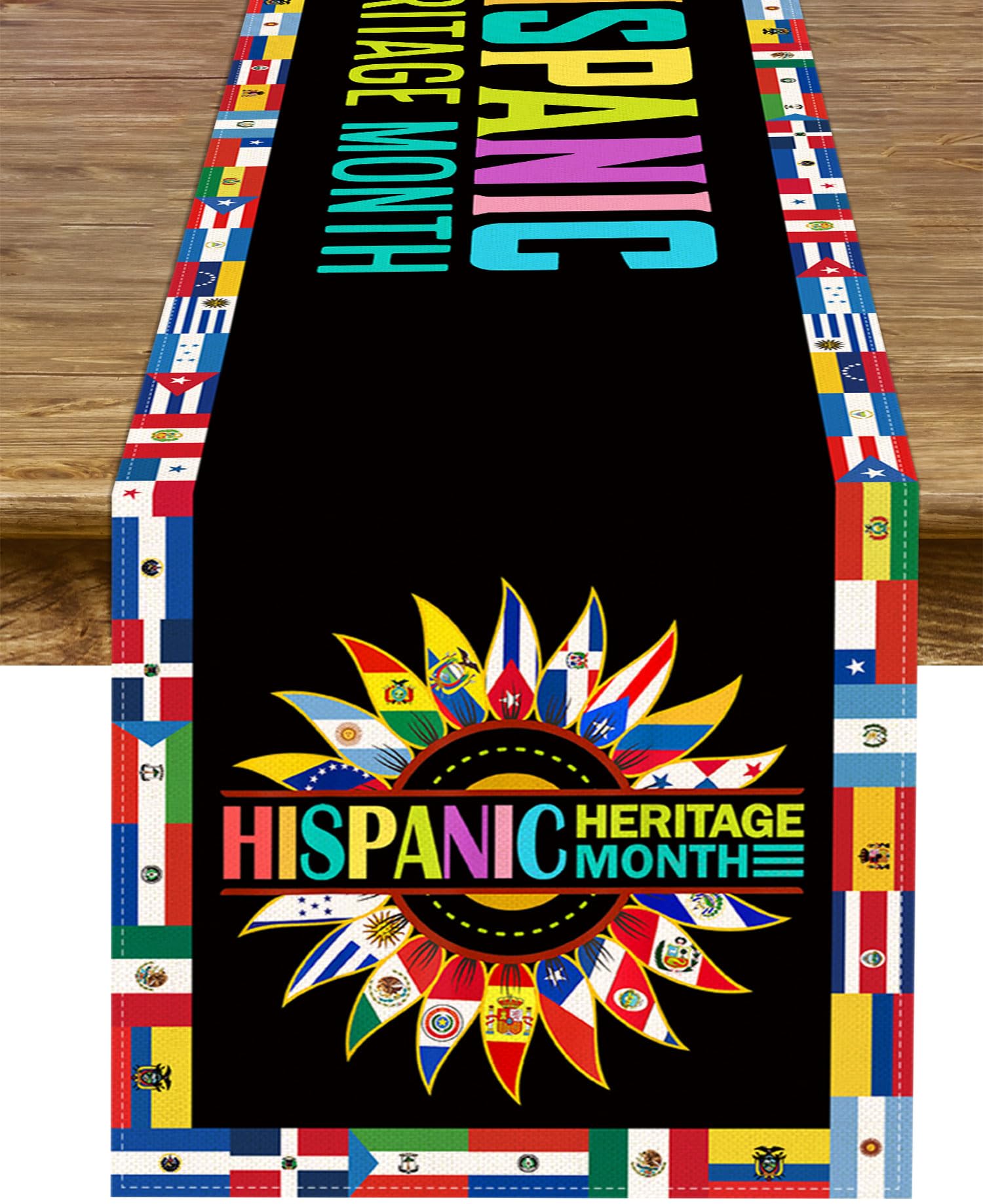 Hispanic Heritage Month Tischdecke – 152 X 213 Cm, Polyester – Mit Flaggen Von 21 Spanischsprachigen Ländern