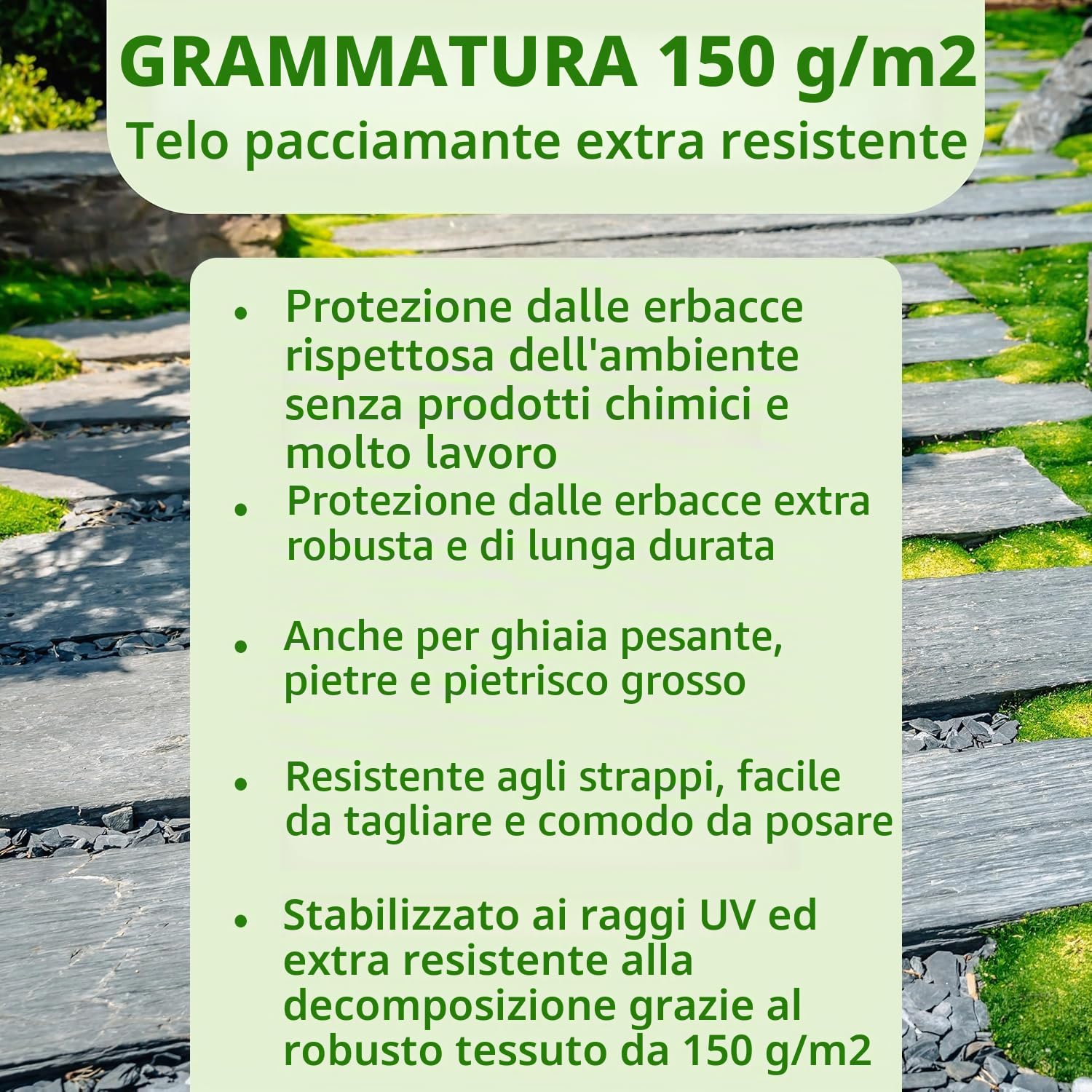 TTL GARDEN 150 g/m² Unkrautvlies 50 m² 1x50m Rotolo - impermeabile e extra resistente 50 x 1 m di larghezza Vlies per giardino su rotolo - Barriera antiradici UV-stabile per giardino Vlies contro le