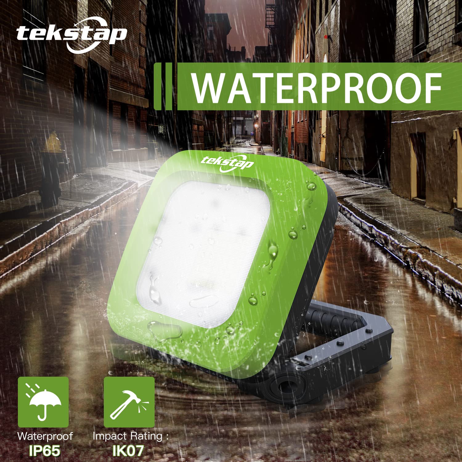 Tekstap Paquete de de trabajo LED recargables, 1000 lúmenes, magnéticas, portátiles, gancho para colgar y 3 modos, resistente al agua para reparación de automóviles, camping, emergencia (verde)