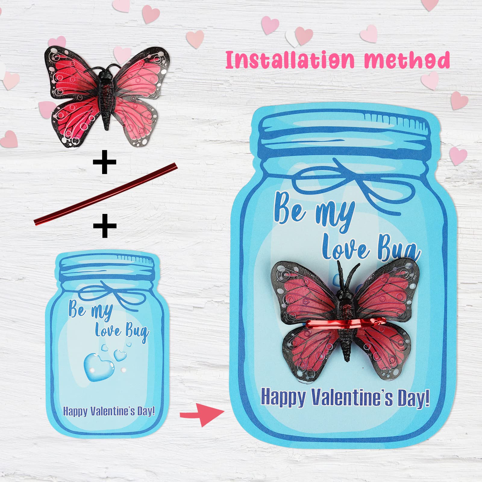 Valentines Day Gifts for Kids-30 Pack Mason Jar Valentines Cards Bulk with Bug Toys, Funny Greeting Kids Valentine Exchange Gift Cards Sets for Toddlers Girls Boys School Classroom Prize Party Favors