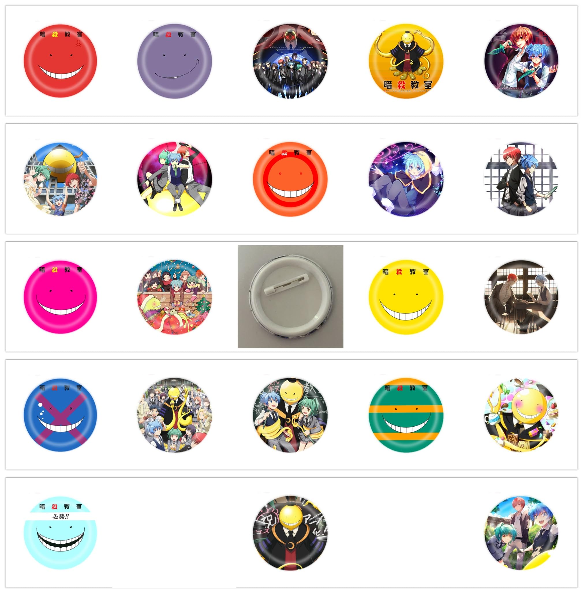 Anime Pins Mixed Pack,Button Pins for Backpack,Manga Characters Pins for Decoration 2.28 inches Assassination Classroom Chainsaw Man Tokyo Revengers Gawr Gura No Game No Life The Promised Neverland