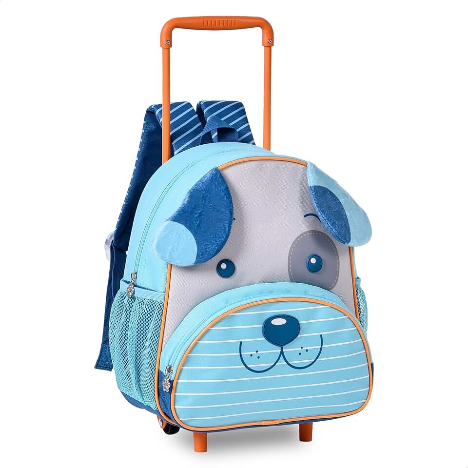 Mochila de Rodinha Infantil Cachorro Escolar Criança Clio Pets 13 Polegadas (Azul)