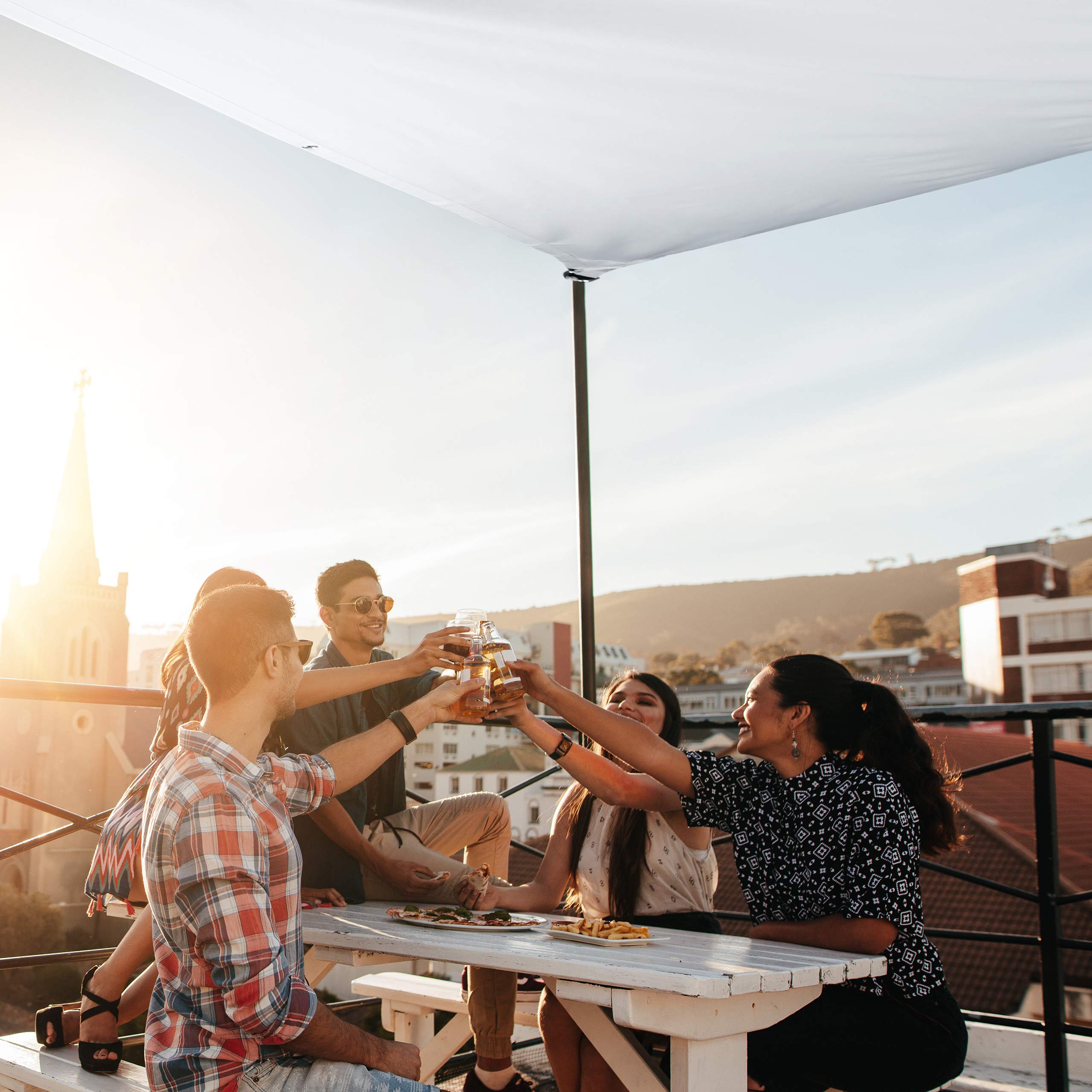 relaxdays Tenda a Vela Rettangolare, Idrorepellente, Anti UV, Corde di Supporto, Terrazza e Giardino, LxP: 2x4 m, Bianca