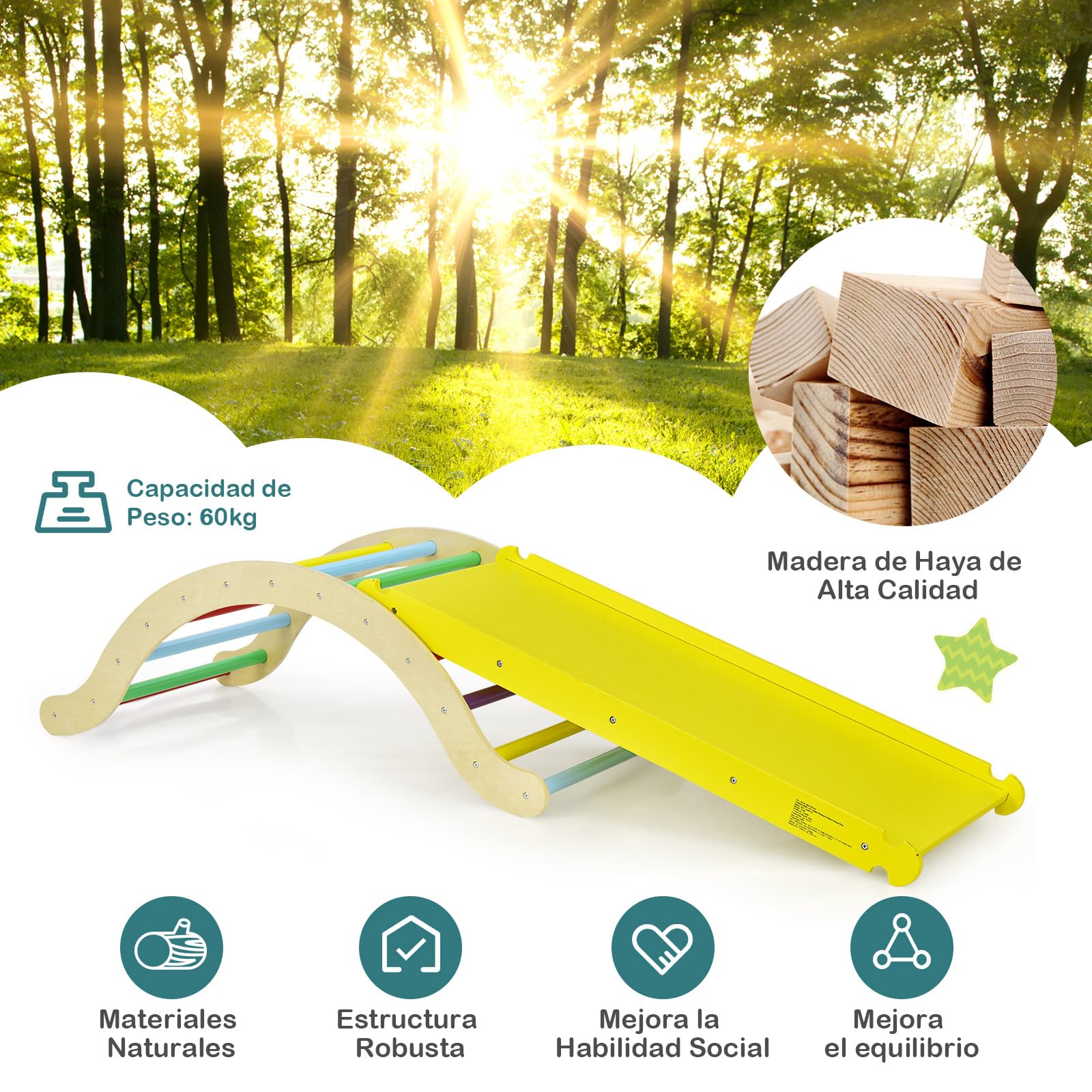 COSTWAY 3 en 1 Escalada de Arco para Niños con Cojín, Triángulo Rampa Reversible para Escalar y Deslizarse, Escalera Abovedada Versátil para Niños para Uso Interno, Carga 60 kg (Multicolor)
